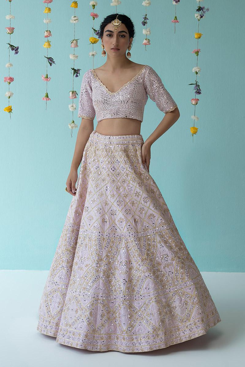 Blush Pink Raw Silk Lehenga Set