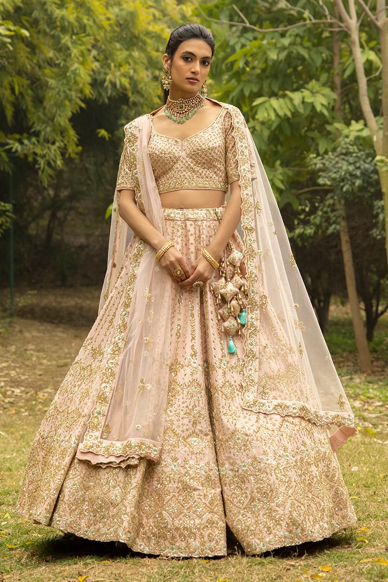 Peach Double Dupatta Lehenga Set
