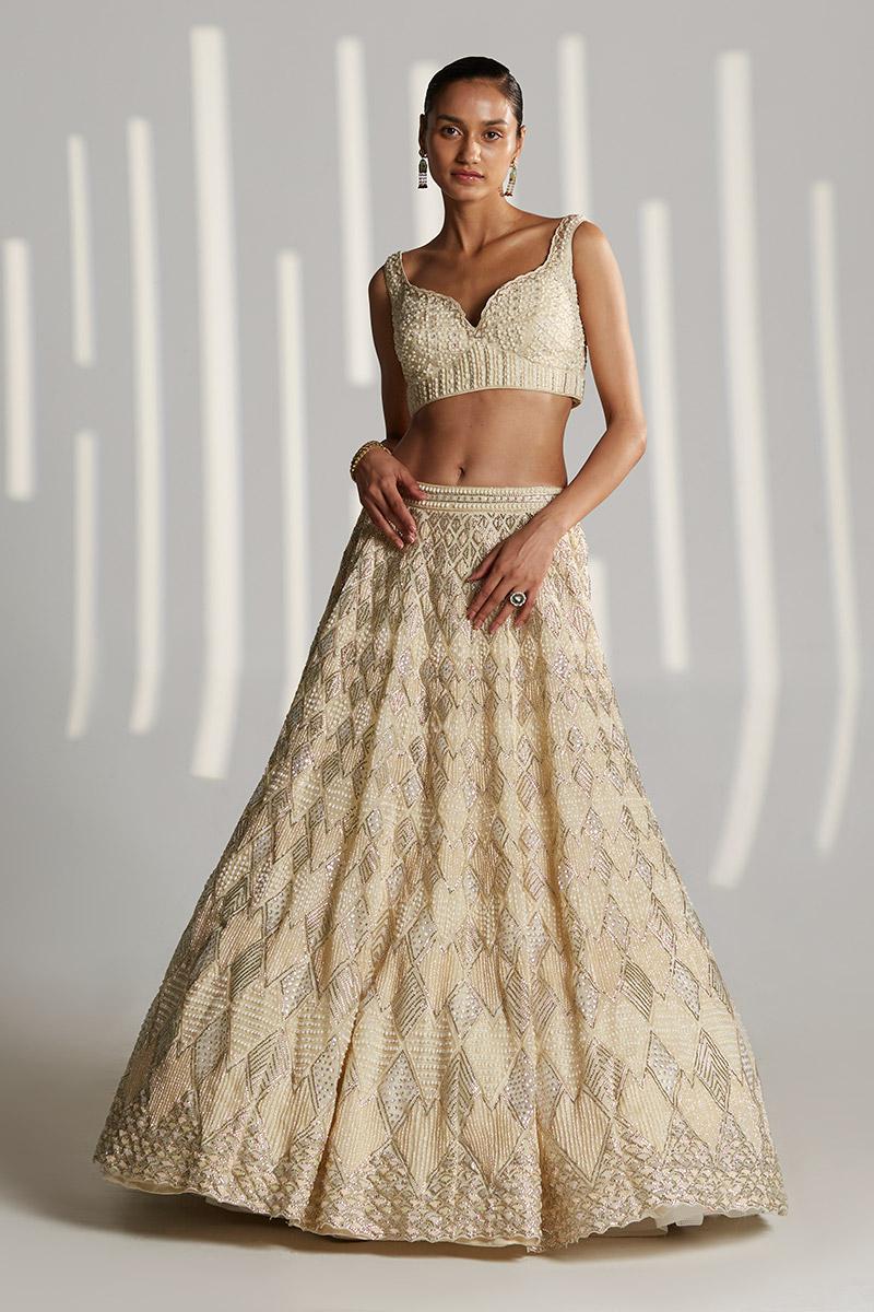 Ivory Organza Lehenga Set