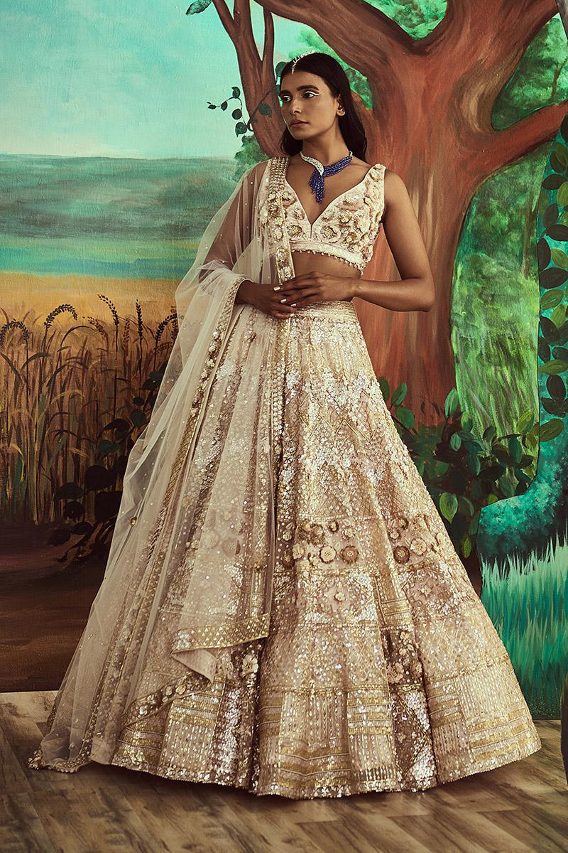 Blush Pink Sequins Lehenga Set