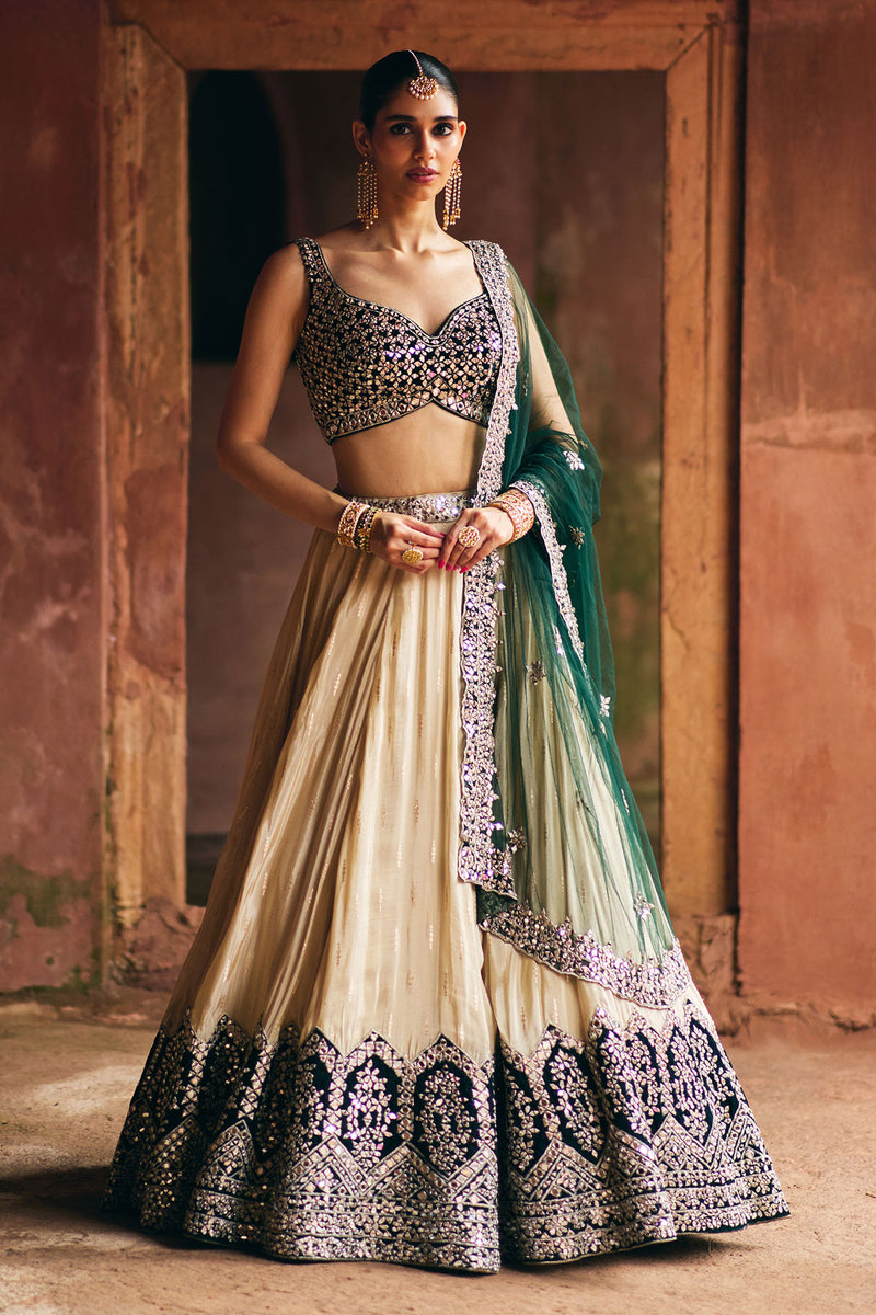 Gold Tissue Lehenga Set
