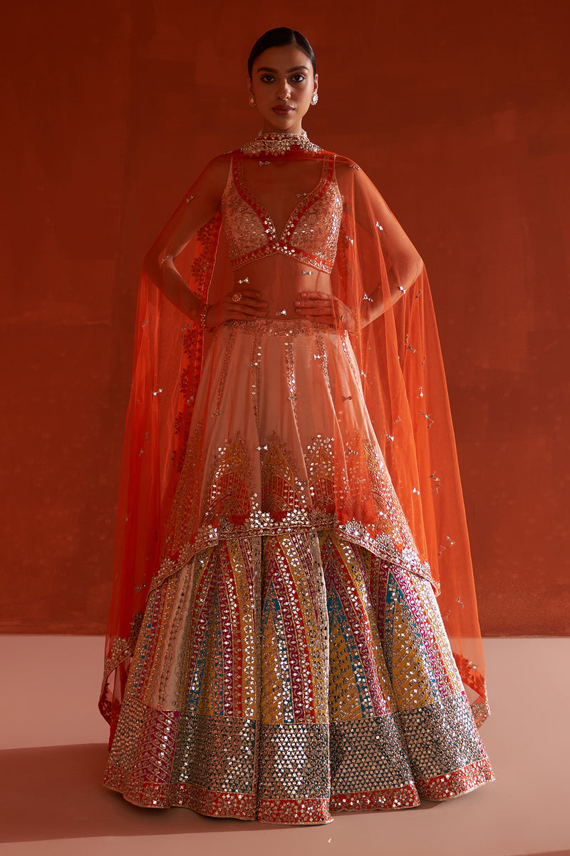 Ivory Raw Silk Lehnga Set