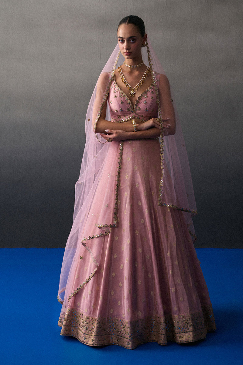 Pink Benarasi Festive Lehenga