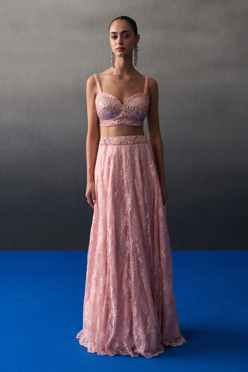 Peach Haldi Lehenga Set