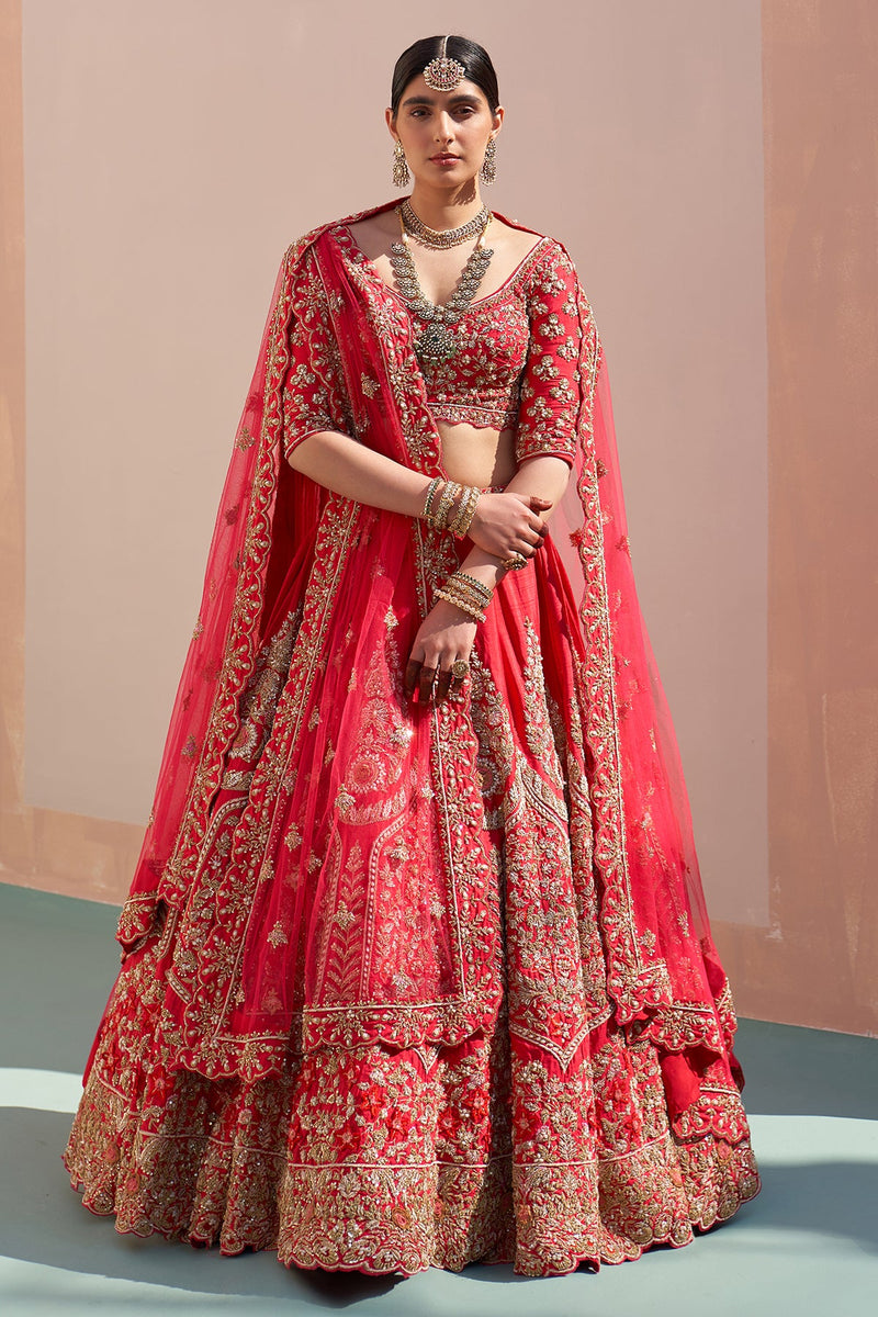 Red Double Dupatta Lehenga Set