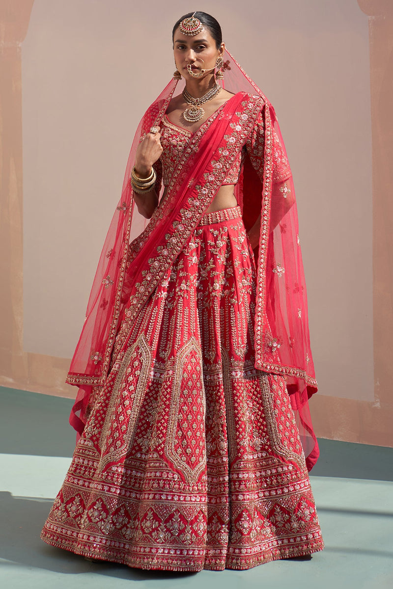Red Double Dupatta Lehenga Set