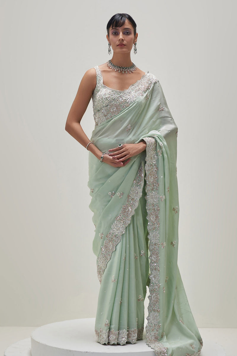 Bloom Mint Saree Set