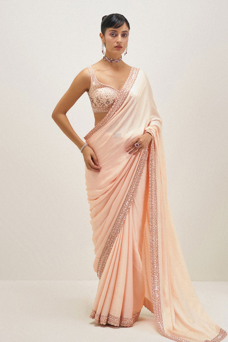 Sundrenched Peach Saree Set