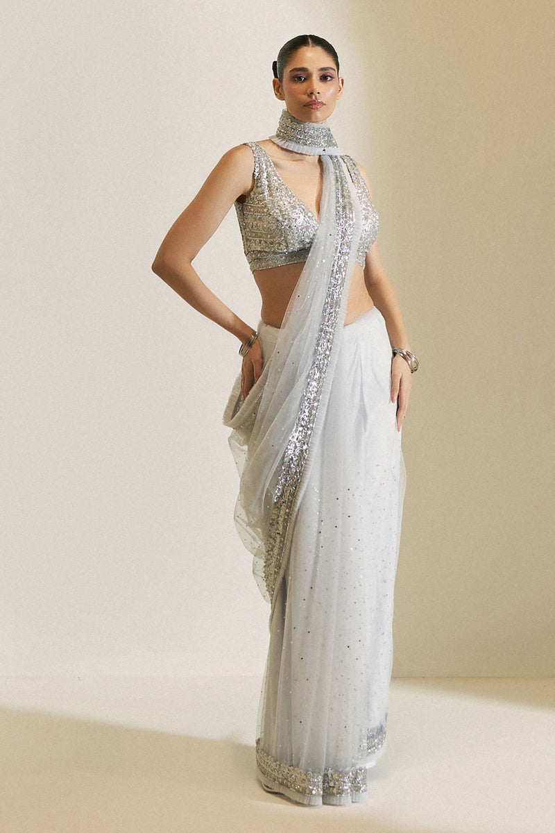 Silver Haze Saree Set