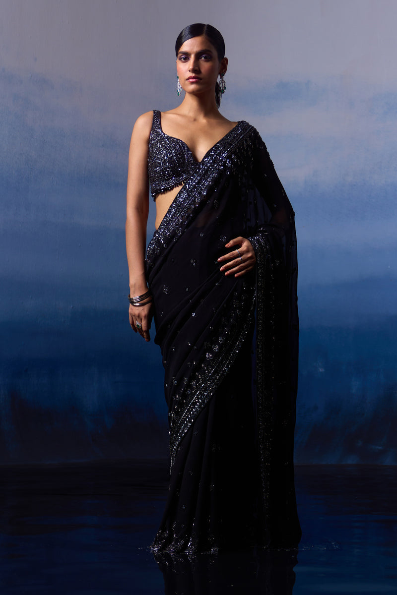 Black Georgette Saree