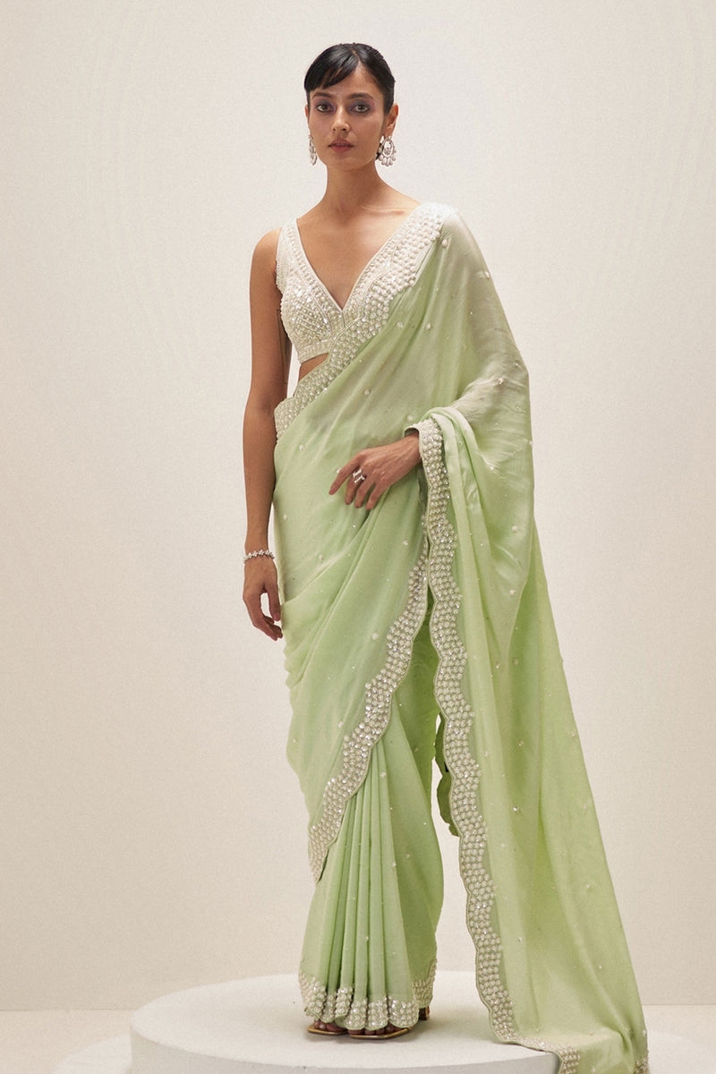 Pearl Pistacho Saree Set