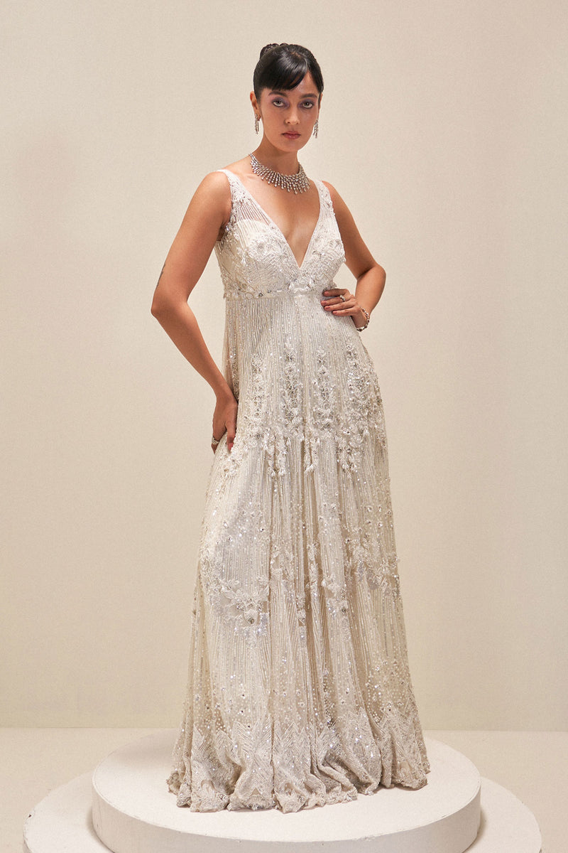 Ivory Reverie embroidered gown