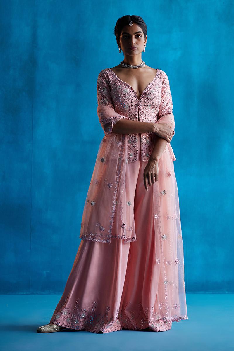 Peach Sharara Set